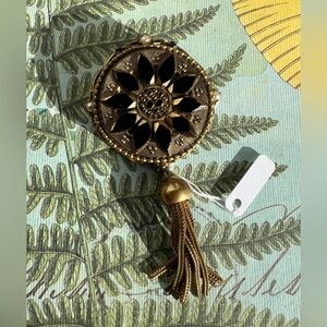 Vintage Gold and Black Brooch with Tassel